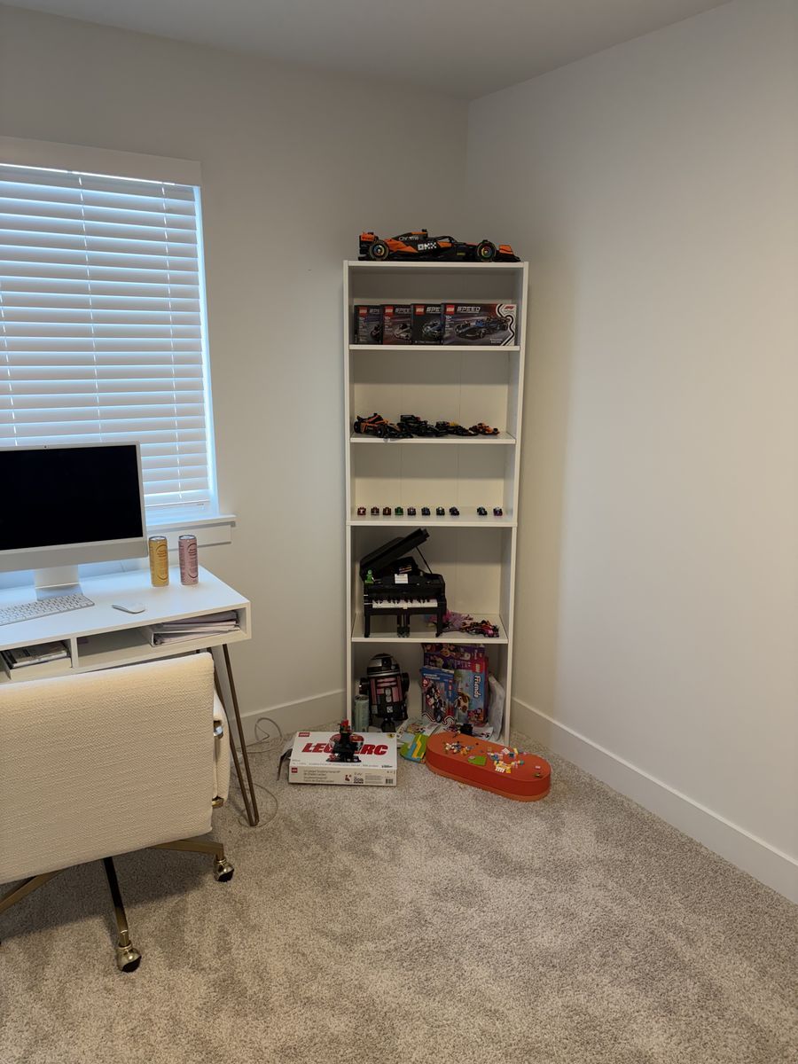 White Laminate Bookshelf Five Shelves