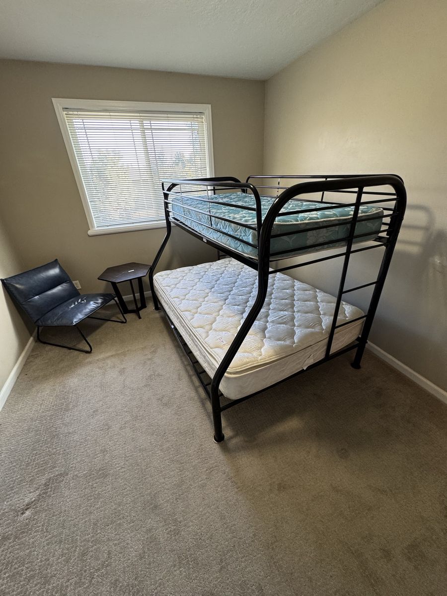Twin over full bunk bed with mattresses