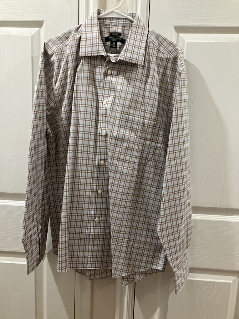 Browm Plaid Pronto Uomo Long Sleeve Dress Shirt