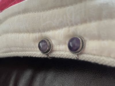 1930's Silver From Mexico Amethyst Earrings -Antique/Vintage