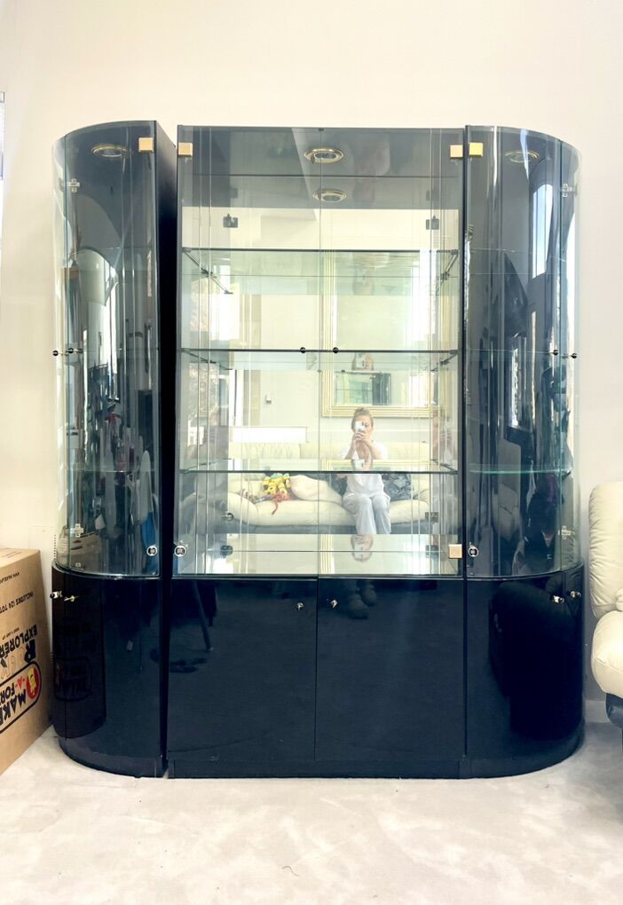 Vintage Postmodern Glass Display Cabinet
