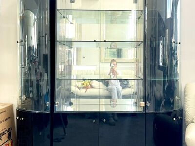 Vintage Postmodern Glass Display Cabinet