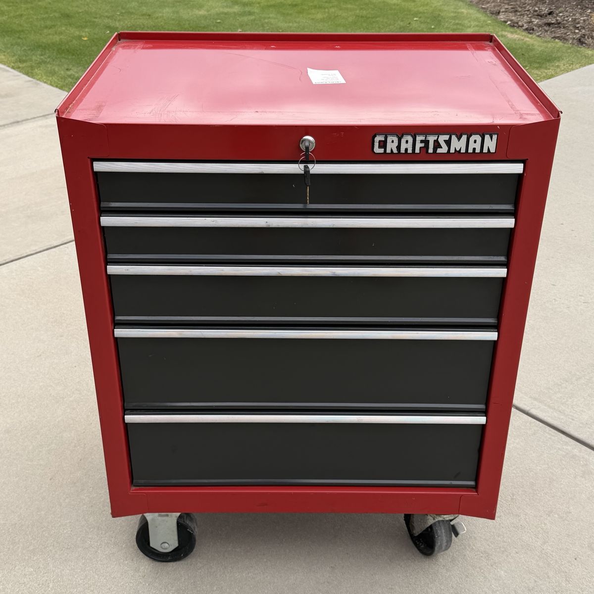 Craftsman Tool Box Cab Cart Toolbox Red 5 Drawer with 2 Keys