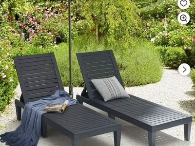 NEW - Hearth and Harbor Set of 2 Chaise Outdoor Lounge Chairs for Pool Chairs or Patio Furniture