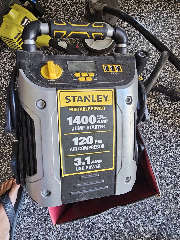 Stanley Portable Power 1400 Peak Amp Jump Starter with 120 PSI Air Compressor & USB Power