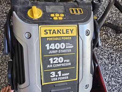 Stanley Portable Power 1400 Peak Amp Jump Starter with 120 PSI Air Compressor & USB Power