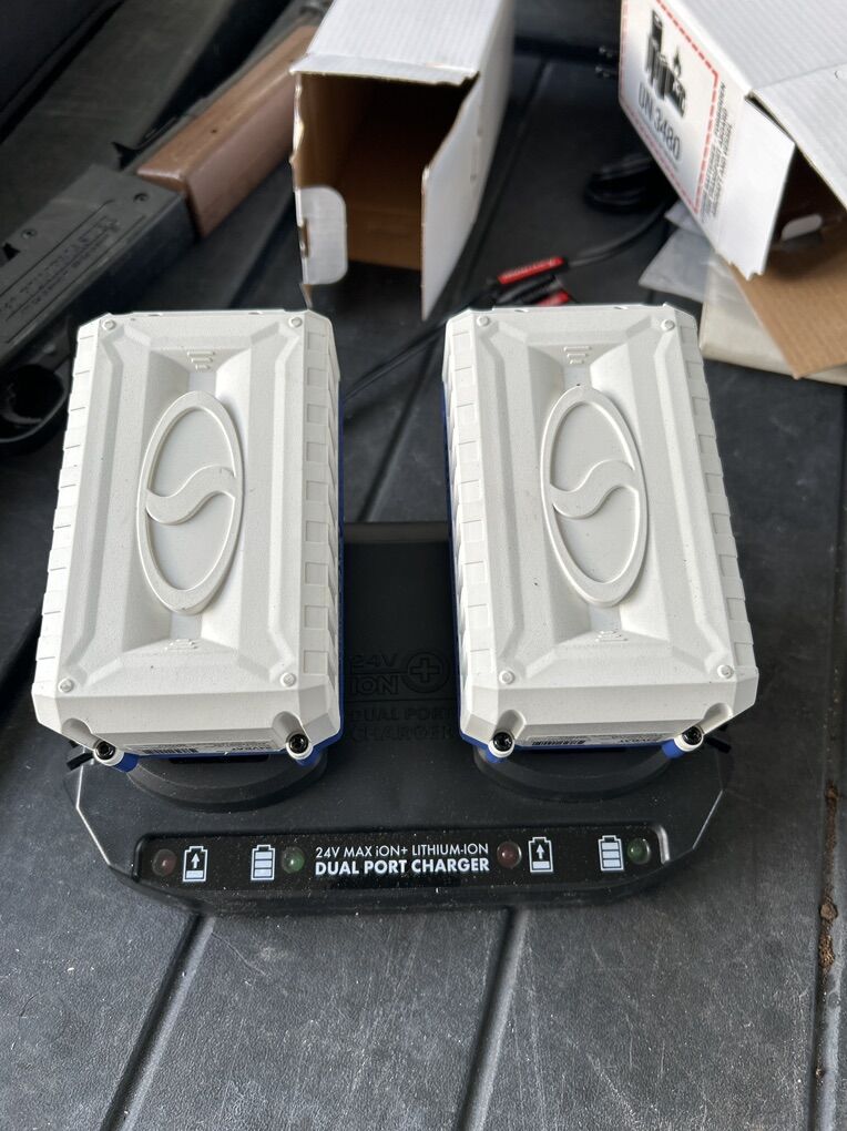 Brand New 24 V Dual Charger And Batteries