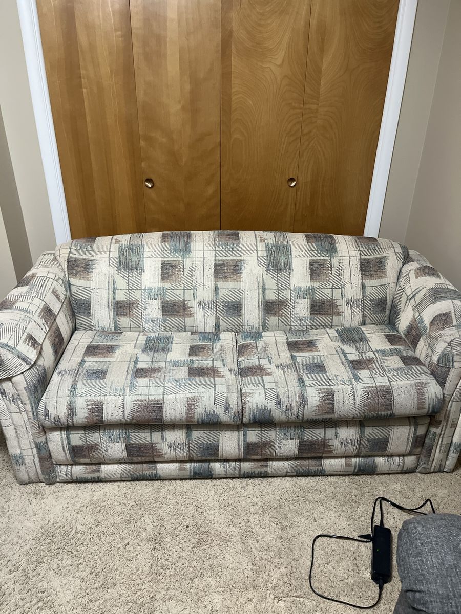 Plaid Fabric Sleeper Sofa Couch
