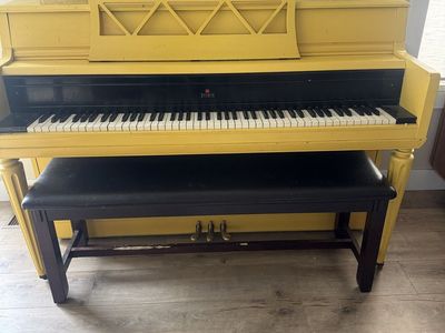 Pecola Upright Piano - Yellow - Musical Instrument with Bench