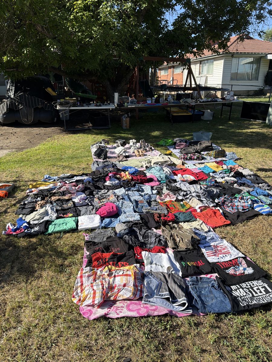 Large Yard Sale Assortment of Clothing and Apparel Items