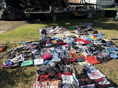 Large Yard Sale Assortment of Clothing and Apparel Items