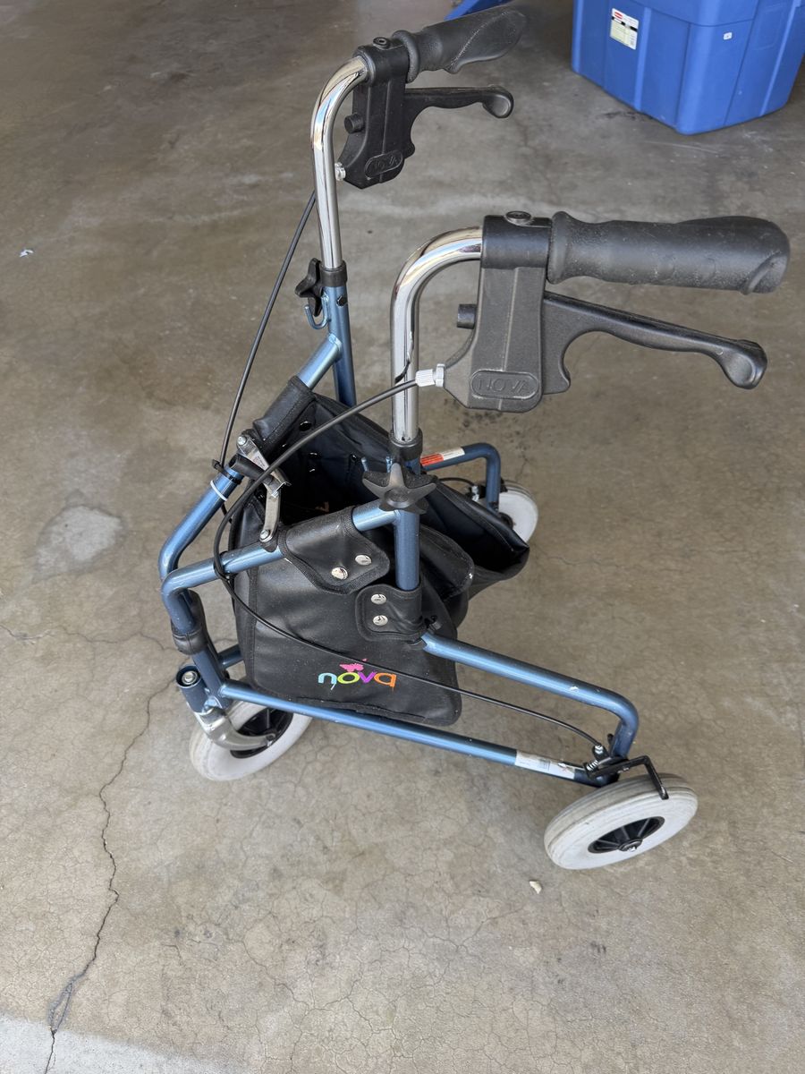 Nova Medical Products Blue Folding Walker Rollator with Pouch