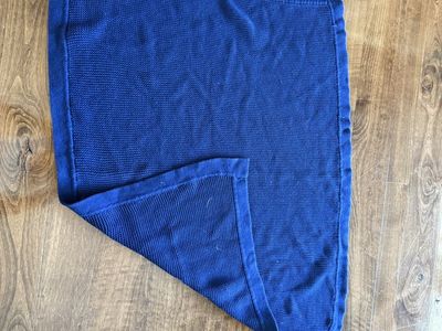 Dark blue vintage Circo brand waffle style baby blanket 38” L x 27” W