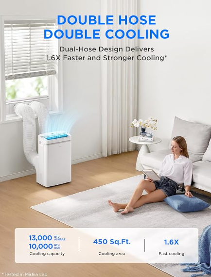 Midea 13,000 BTU Dual Hose Portable Air Conditioner, Inverter, 2026 NEW
