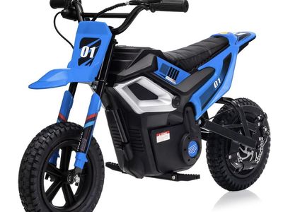 Garvee 24V Electric Dirt Bike for Kids 350W Motor, Rear Suspension, Leather Seat, Bluetooth Music