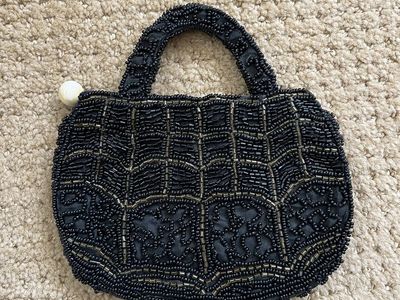 Black Beaded Purse - Antique/Vintage