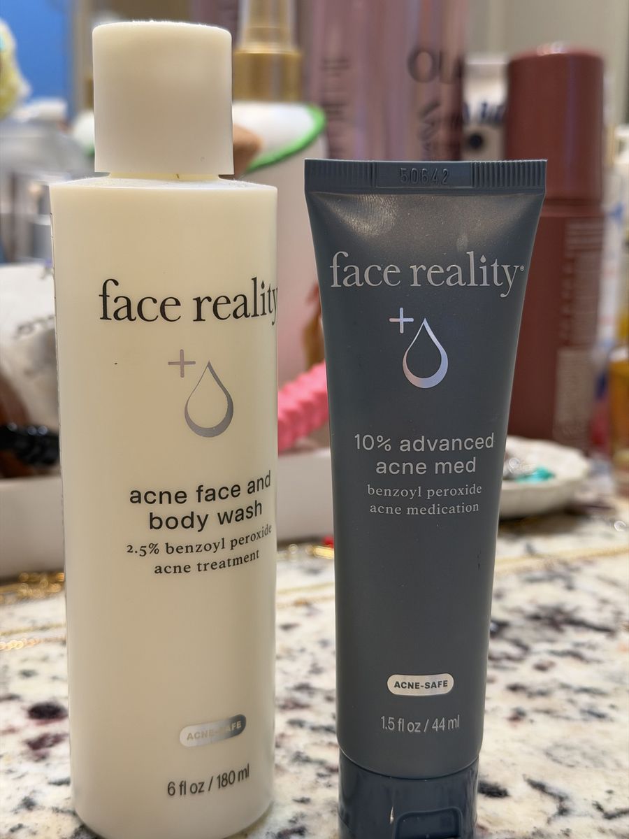Face Reality Acne Face & Body Wash + 10% Advanced Acne Med Benzoyl Peroxide Treatment Set