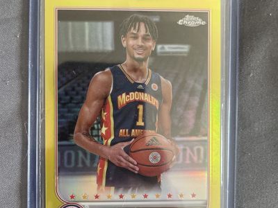2022 Topps Chrome Dereck Lively II McDonald's All-American Yellow Refractor Basketball Card 73/75