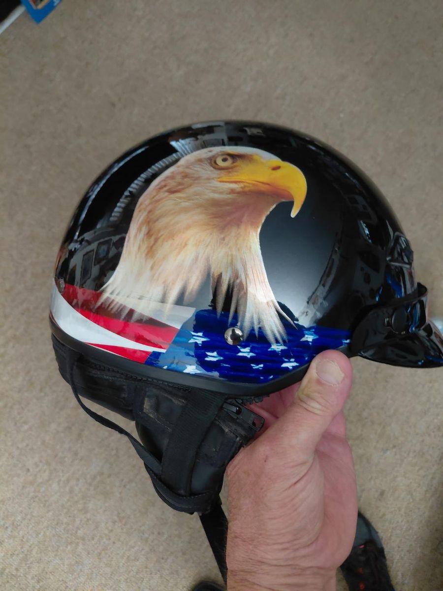 Beautiful Motorcycle  Helmet Size Large text 385-414-9627 Cash Only