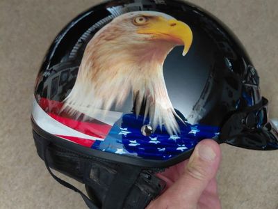 Beautiful Motorcycle Helmet Size Large text 385-414-9627 Cash Only