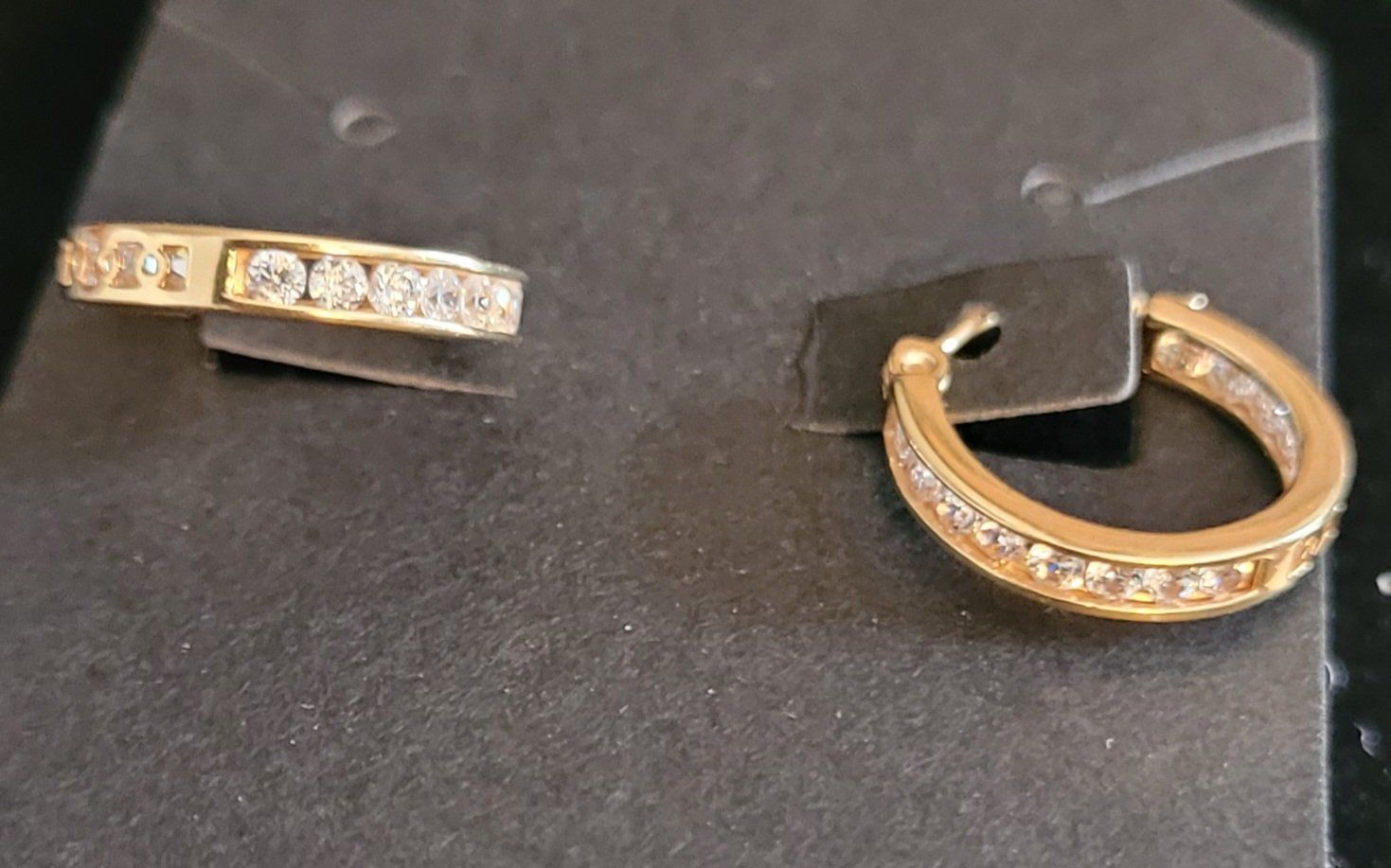 Vintage 14k gold/Cubic zirconium 
Huggie earrings