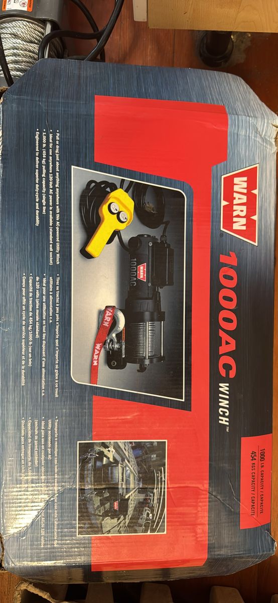 WARN 1000AC Electric Winch - 1000 lb Capacity, Portable, AC Powered, w/ Remote Control