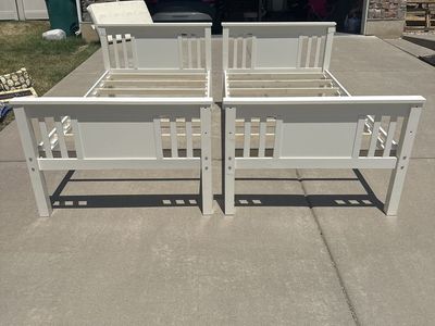 Twin size beds convert to bunk beds