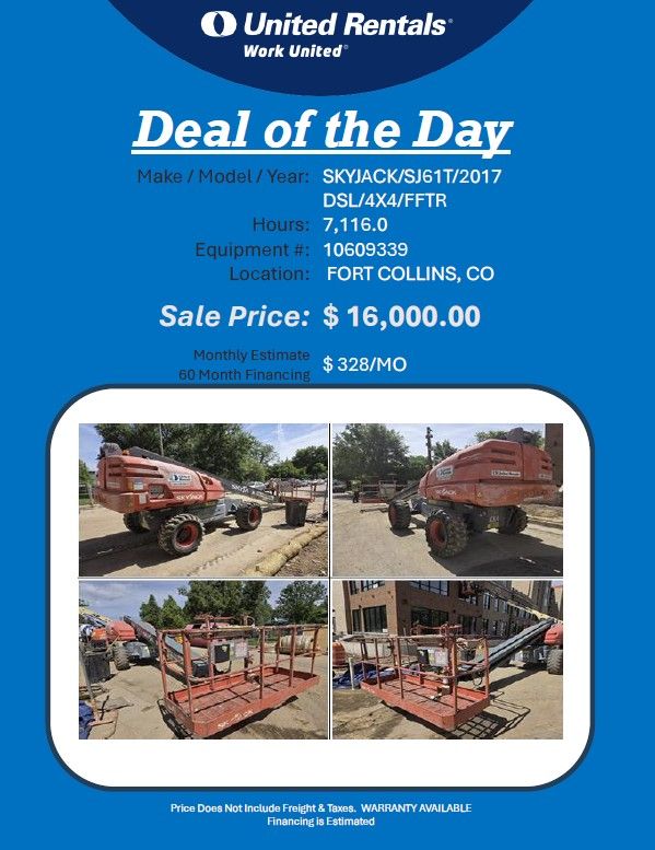 Boom lift Skyjack SJ61T 2017 DSL 4x4 7116 hrs  Fort Collins CO  16K