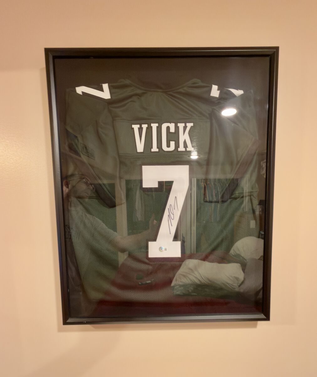 Michael Vick Autographed Eagles Jersey Framed