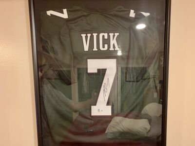 Michael Vick Autographed Eagles Jersey Framed