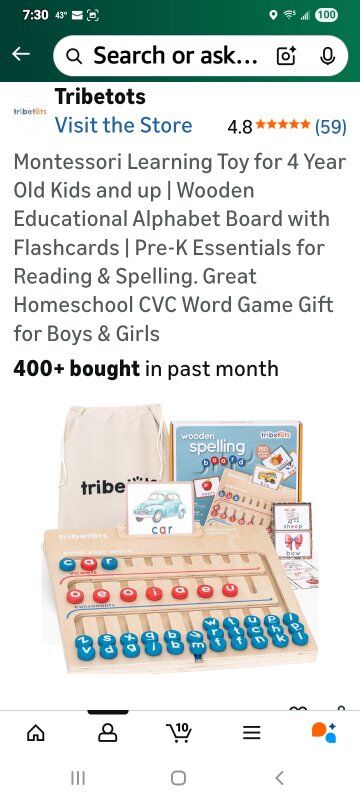 New in Box! Wooden Alphabet Board w/Flash Cards