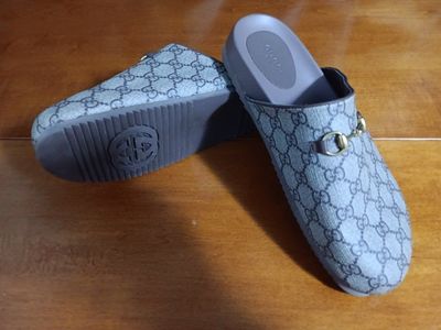 Gucci Women's Horsebit slippers in beige GG Suprem