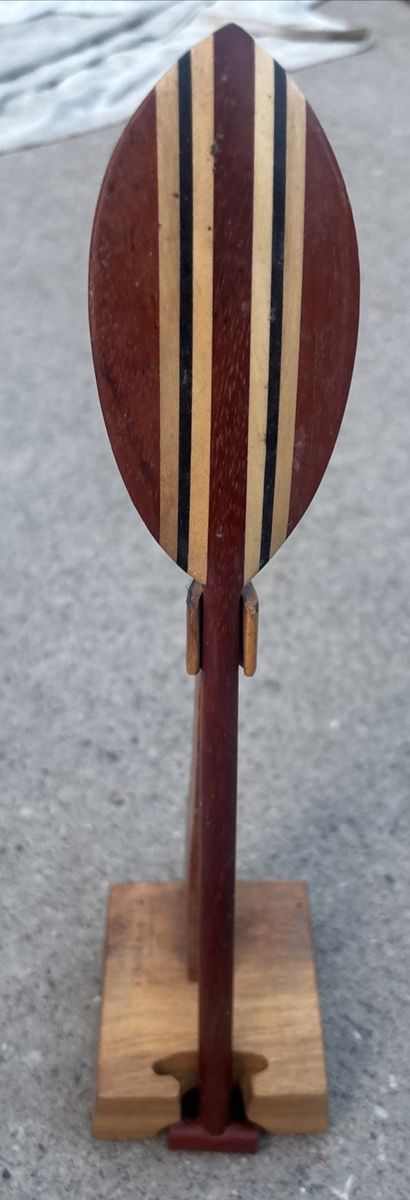 Handcrafted Wooden Miniature Surfboard with Display Stand