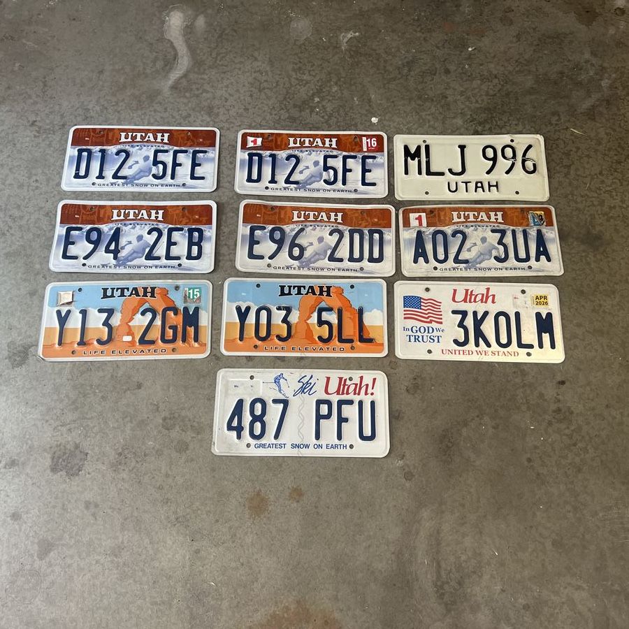 Used Utah License Plate Lot - Various Styles and Years (10 Plates Total)