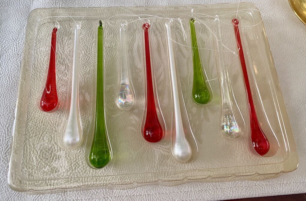 Pier 1 Imports 9 Glass Tear drop/Icicle Ornaments