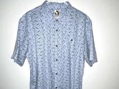 Voyager Button Up Mountain Print Casual Shirt Blue Gray - XL