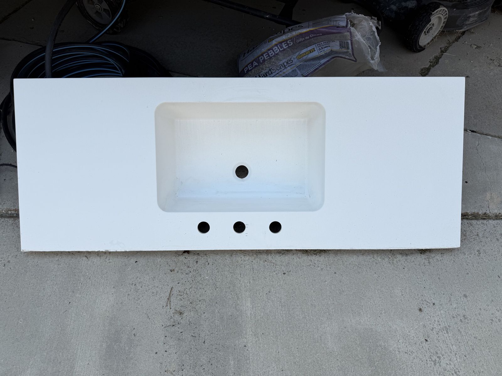 White Bathroom Vanity Countertop with Integrated Sink and 3-Hole Faucet Drilling - 48" x 19"