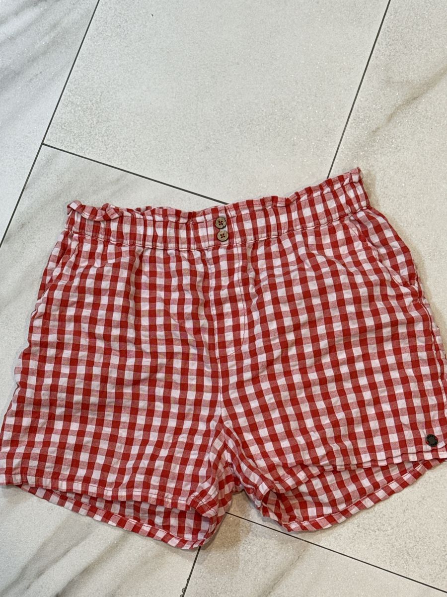 Roxy Red Gingham Ruffle Waist Shorts Size 12