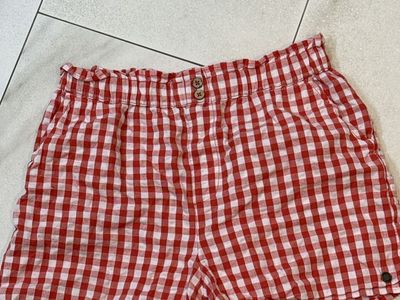 Roxy Red Gingham Ruffle Waist Shorts Size 12