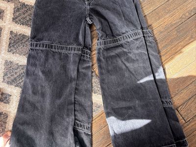 JNCO Jeans Black Wide Leg Skater Rave Pants 34W x 32L Embroidered Graffiti Y2K 90s Vintage 100% Cotton