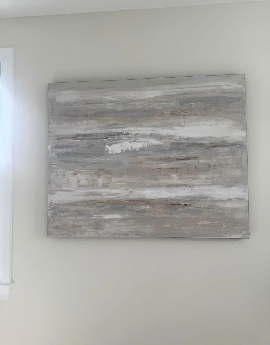 48”x36” Coastal Large Abstract Canvas Art - Grey, White, Brown Textured Wall Decor