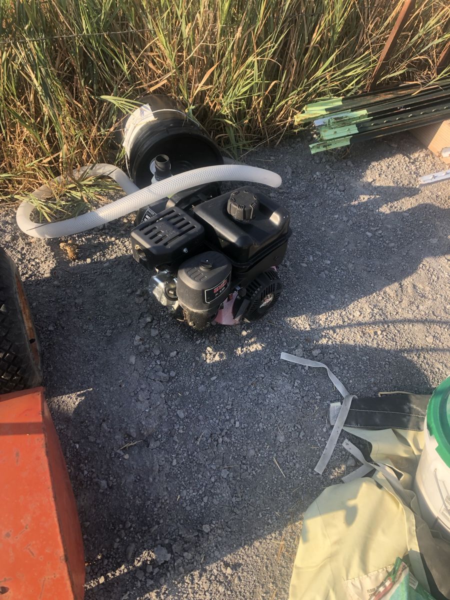 Used Gas-Powered Water Pump Engine with Hose - Industrial/Farm Equipment