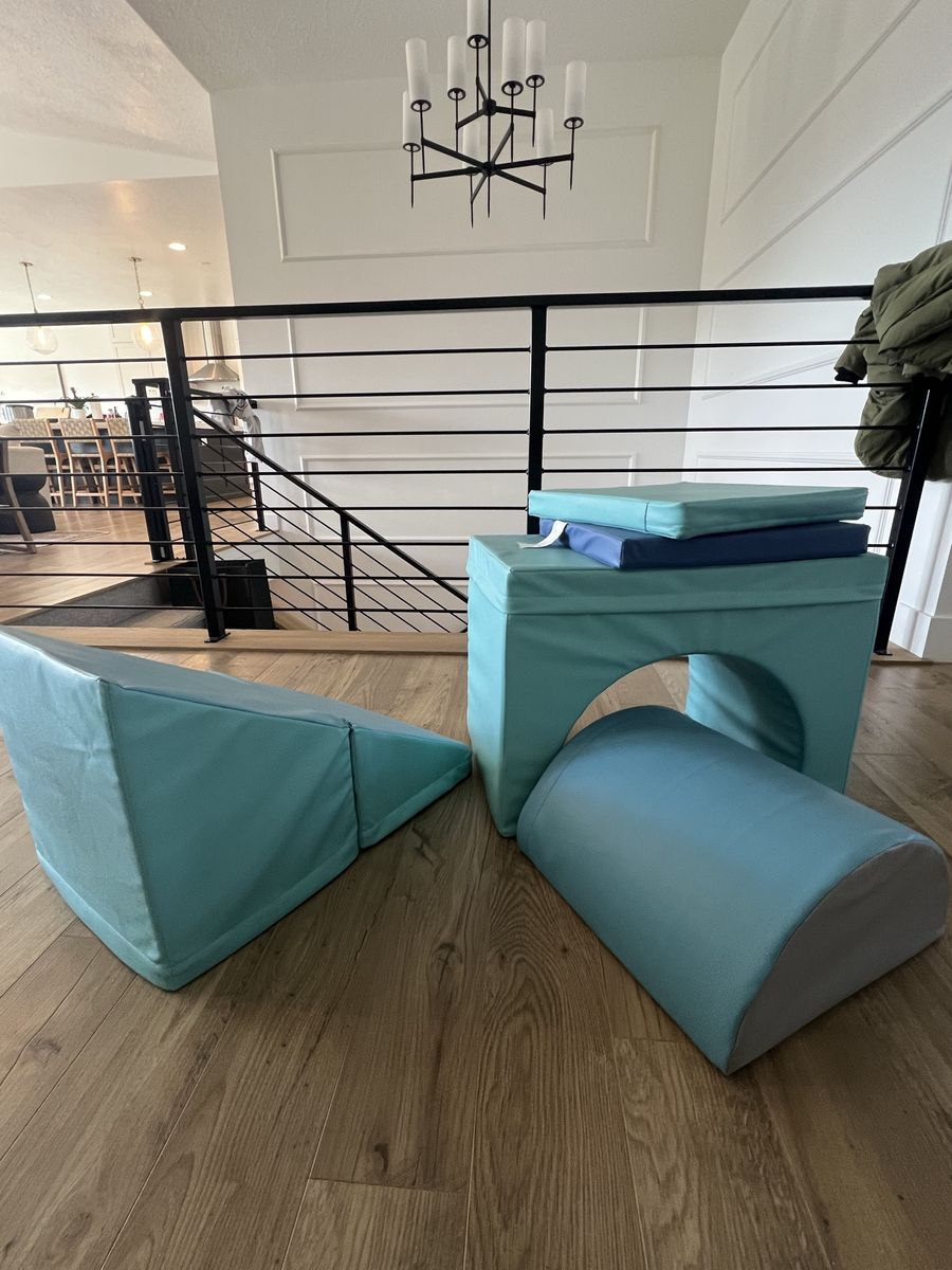 Kids' Soft Play Blocks Set - Turquoise & Blue Foam Climbing and Building Toys for Toddlers