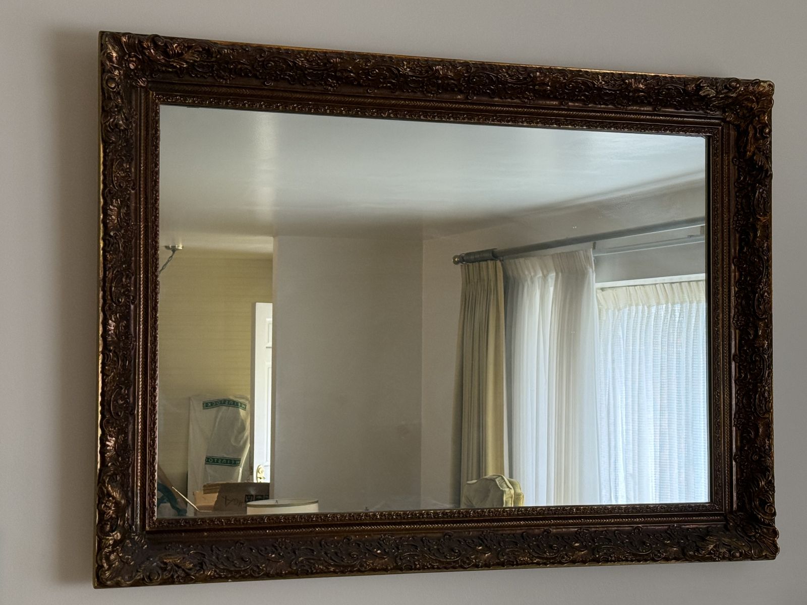 Antique gold gilt mirror - leaves carvings