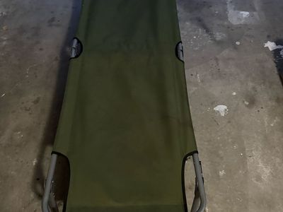 Green Folding Camping Cot Portable Steel Frame Sleep Bed