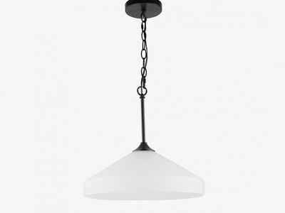 Traditional 1 Light Bell Shaped Frosted Glass Pendant, Bronze Finish