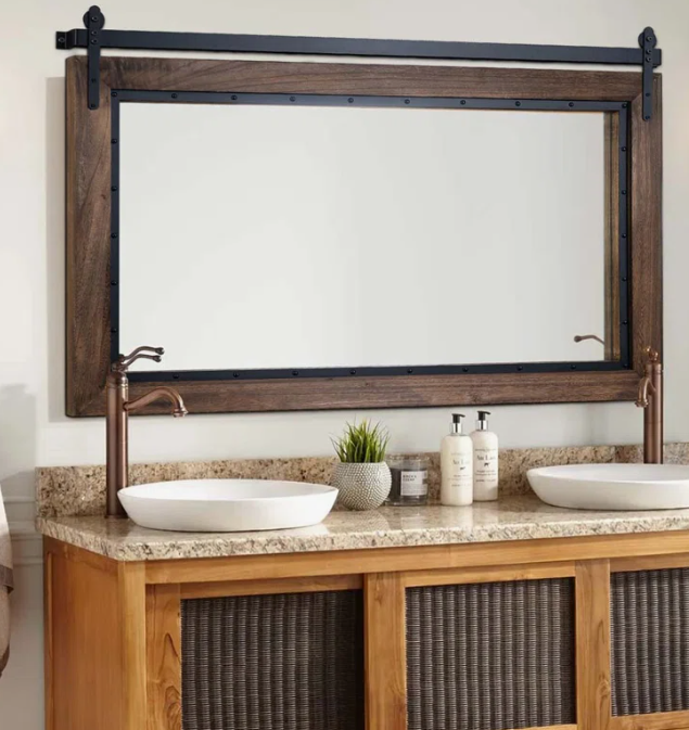 NEW Farmhouse Barn Door Style Wall Mirror