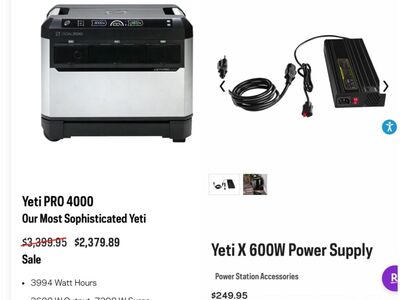 Goal Zero Yeti 4000 New Bundle + 600w Fast Charger