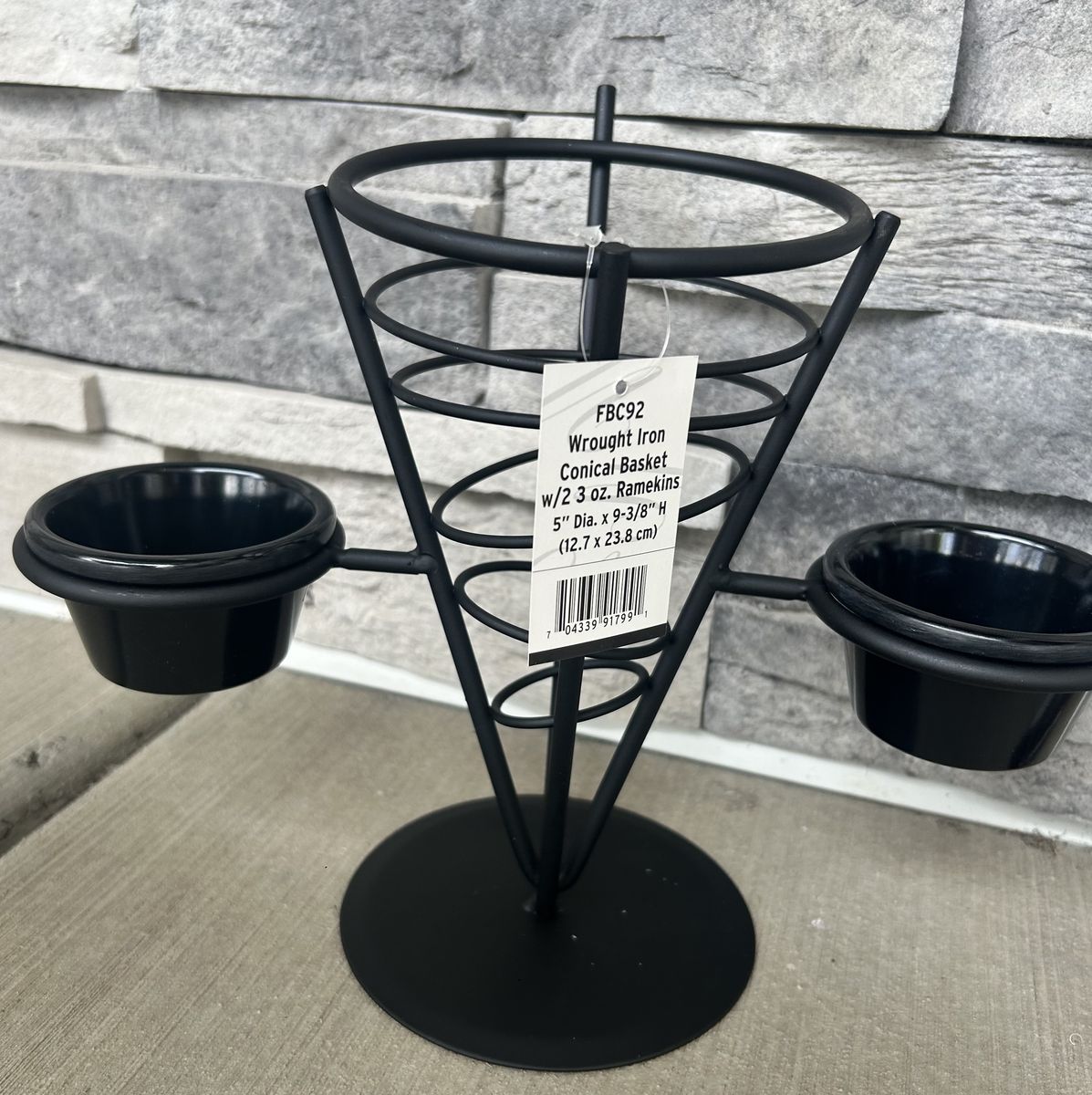 NEW Iron Conical Basket.  Two ramekins