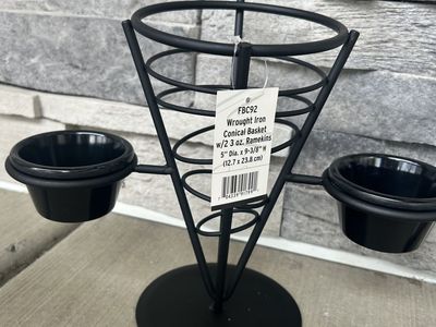 NEW Iron Conical Basket. Two ramekins